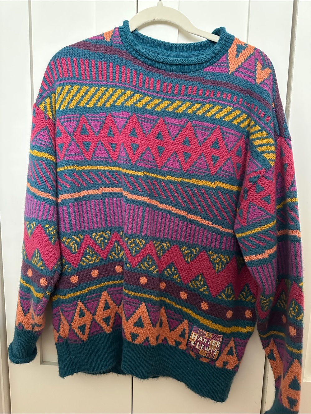 Retro Multicolor Geo-Pattern Sweater